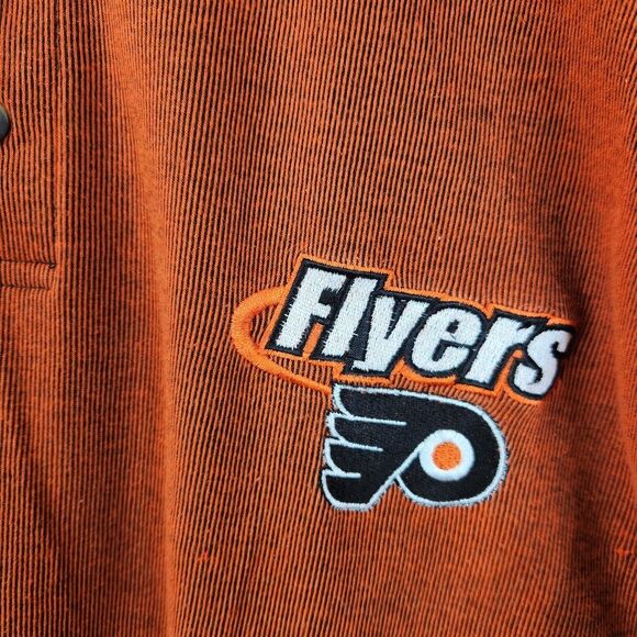 Vintage The Coolest Game Philadelphia Flyers Striped SS Polo Shirt Large - Picture 4 of 9